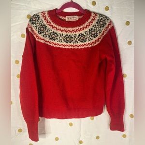 VINTAGE RED SHETLAND WOOL SWEATER FROM SCOTLAND